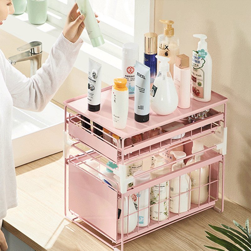 Multifunctional multi-layer pull-out storage rack for toiletries or seasonings, which can be placed on the countertop or under the sink